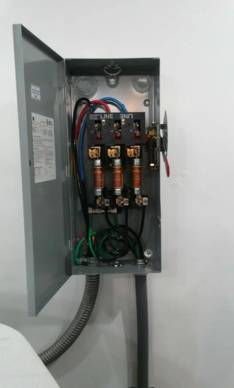 Three-phase disconnect switch installed for Smoke Detector Installation in Falmouth